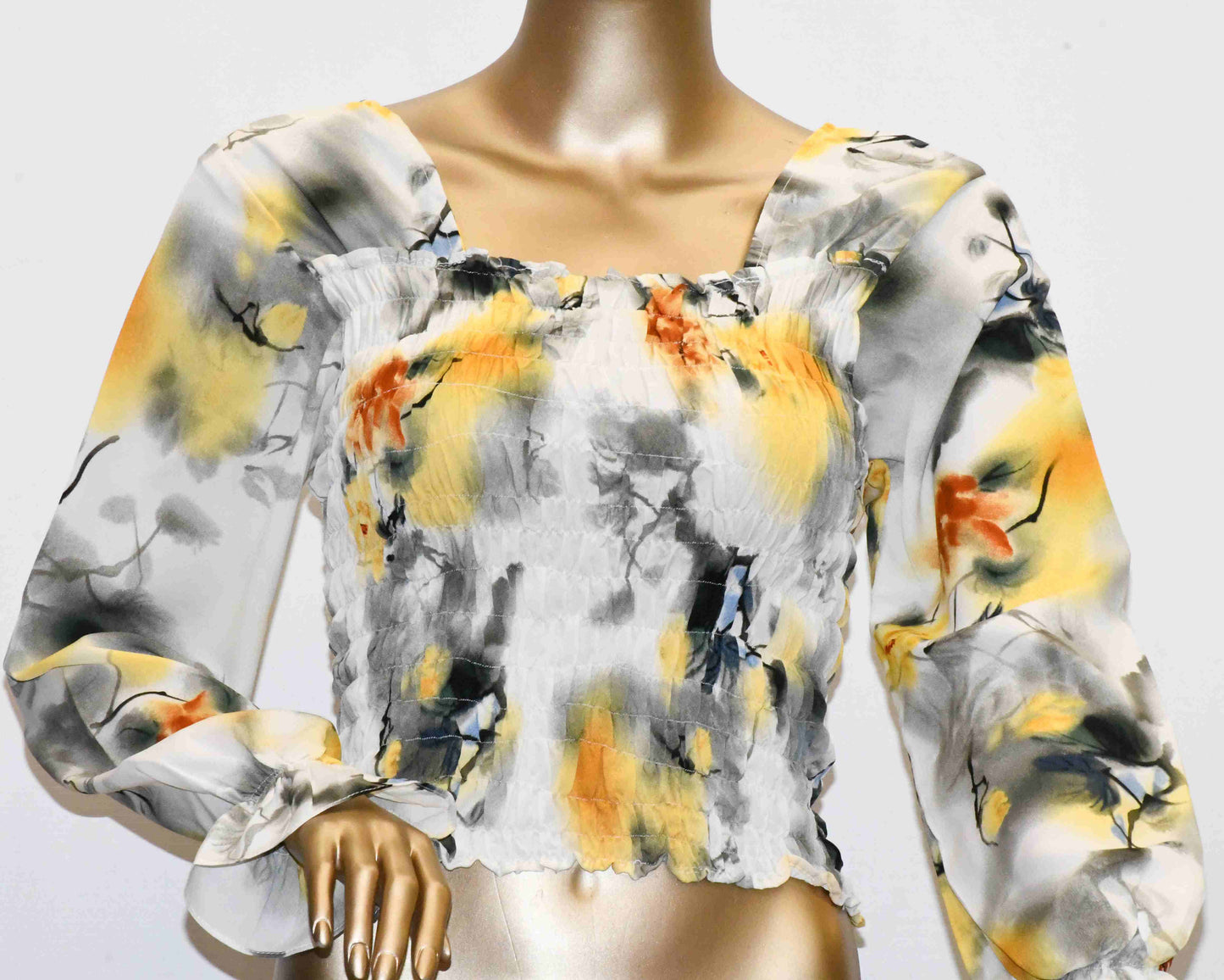Crop Top Smoke-Off White Print