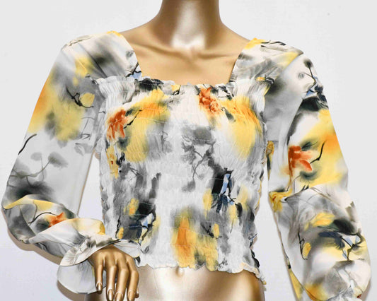 Crop Top Smoke-Off White Print