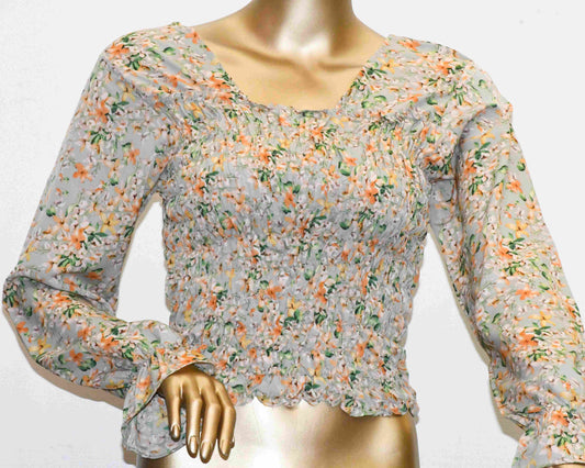 Crop Top Smoke-Grey Floral