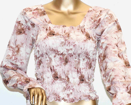 Crop Top Smoke-Tea Pink Floral