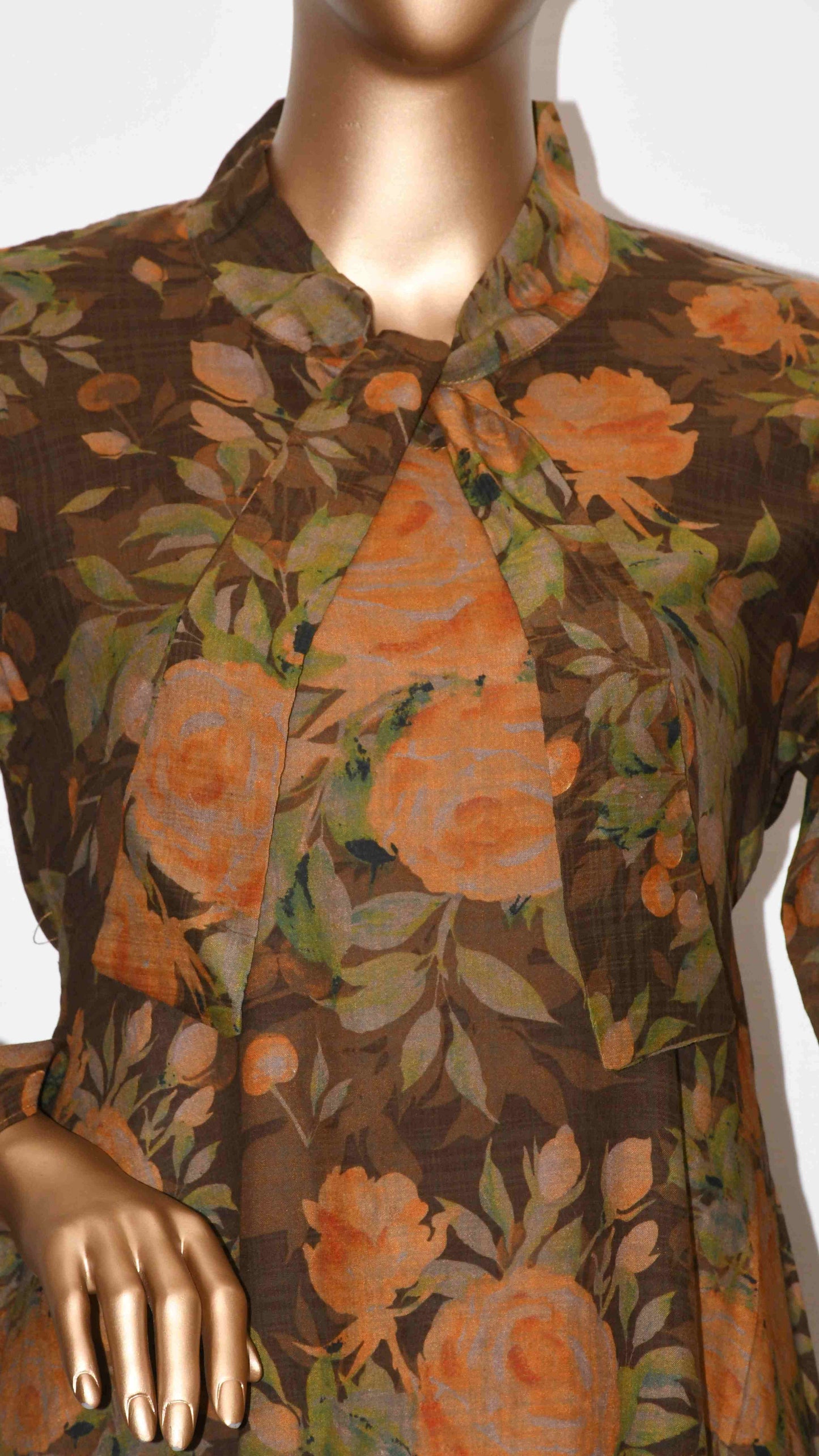 Tie Knot Lawn Co-Ord Set Vintage Brown Floral