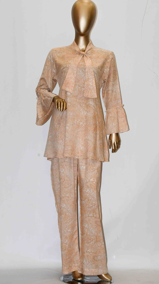 Tie Knot Lawn Co-Ord Set Peachy Leeche