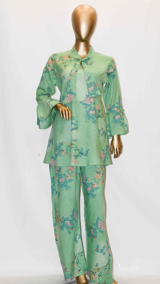 Tie Knot Lawn Co-Ord Set Fade Green