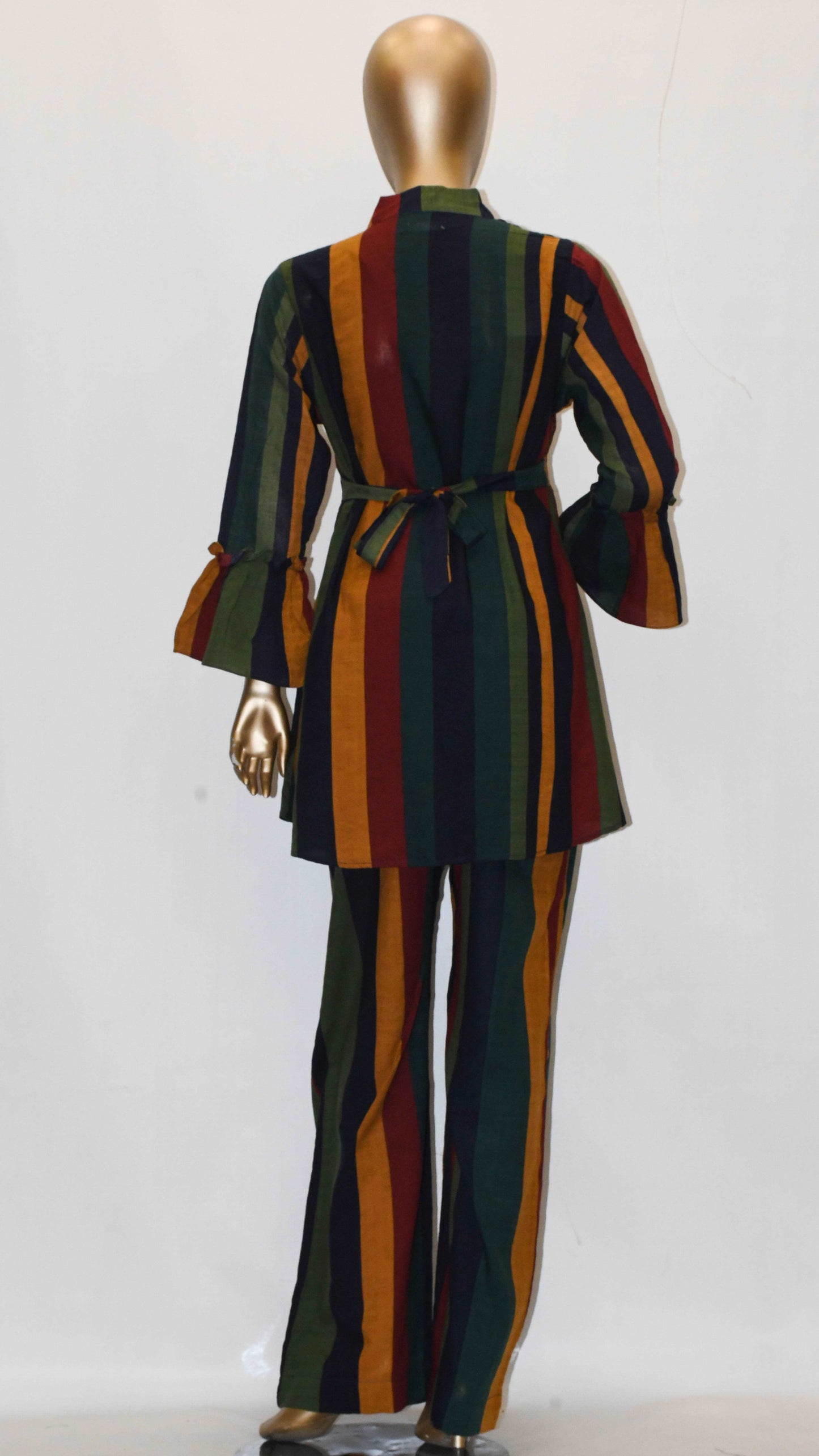 Tie Knot Lawn Co-Ord Set Elegant Striped