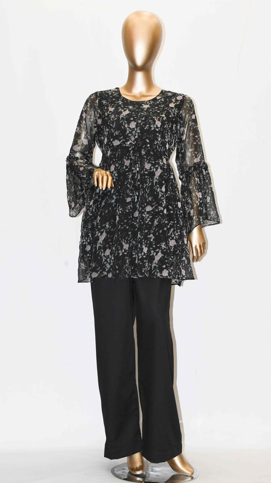 Co-Ord Set Matching Trouser Black Floral