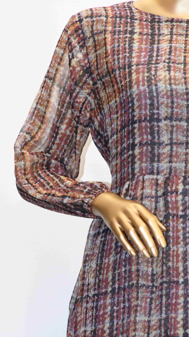 Maxi Regular Midi Dress-Brown Check