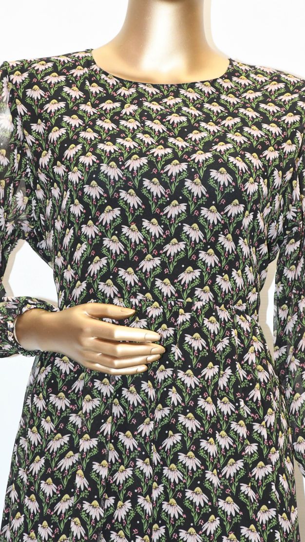 Maxi Regular Midi Dress-Black Floral