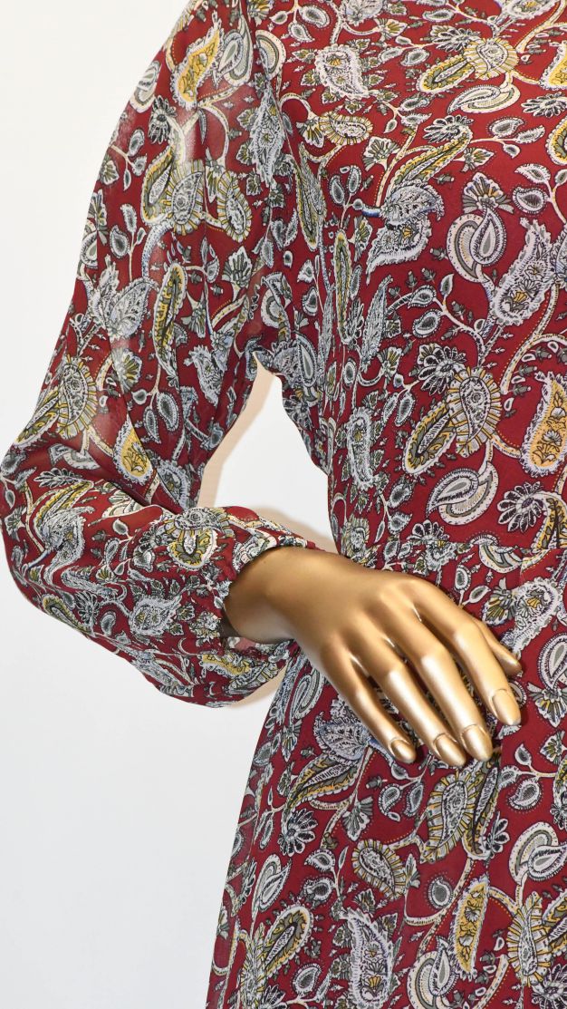 Maxi Regular Midi Dress-Paisley Maroon