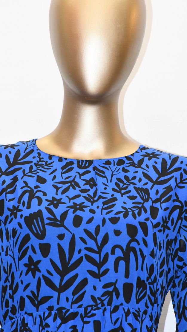 Maxi Regular Midi Dress- Royal Blue Printed