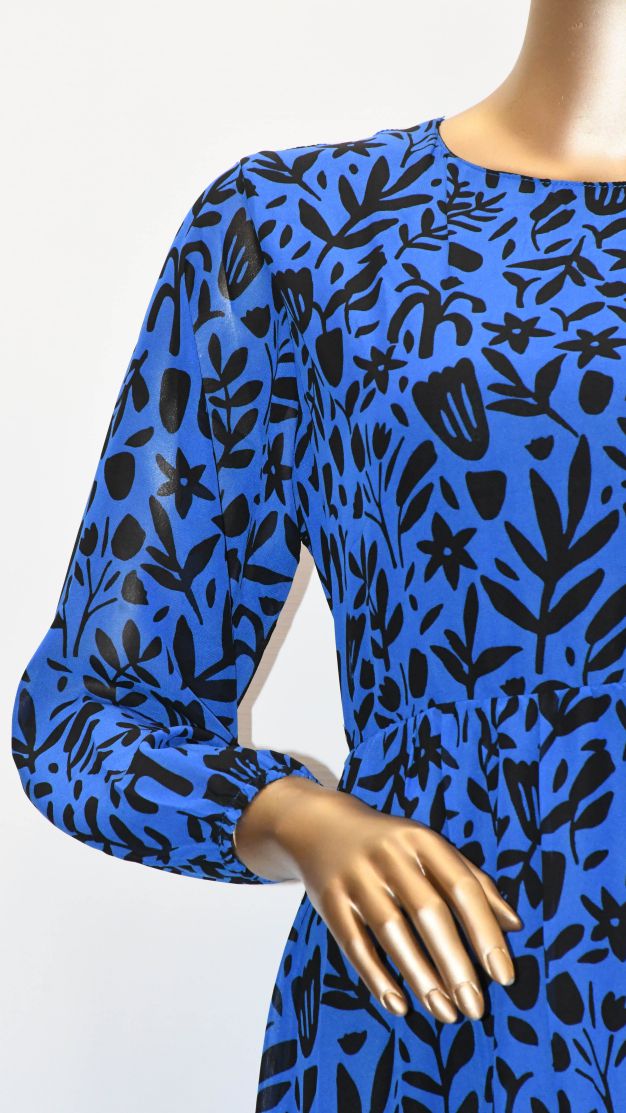 Maxi Regular Midi Dress- Royal Blue Printed