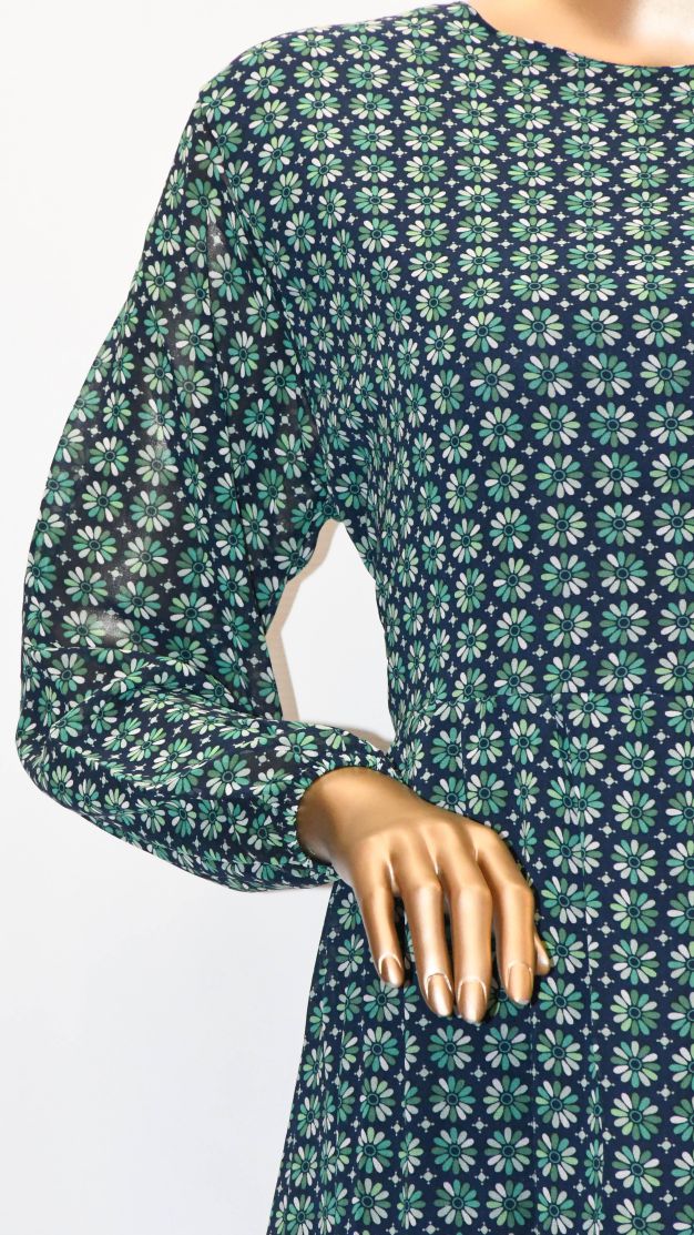 Maxi Regular Midi Dress-Green On Blue