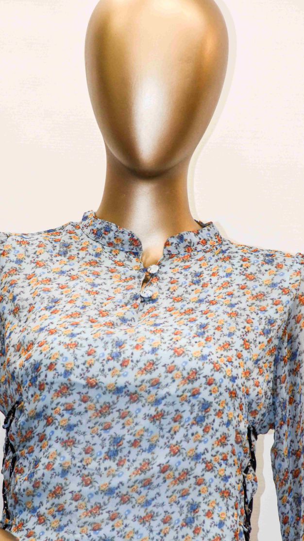 Maxi Side Laces-Sky Blue Floral