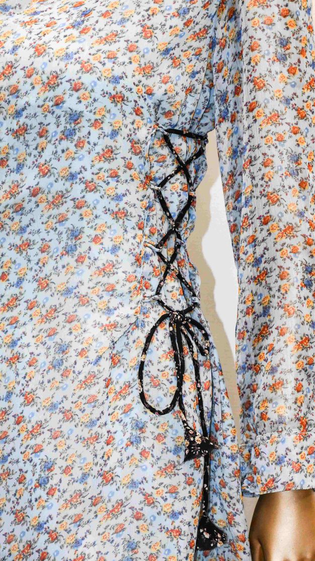 Maxi Side Laces-Sky Blue Floral