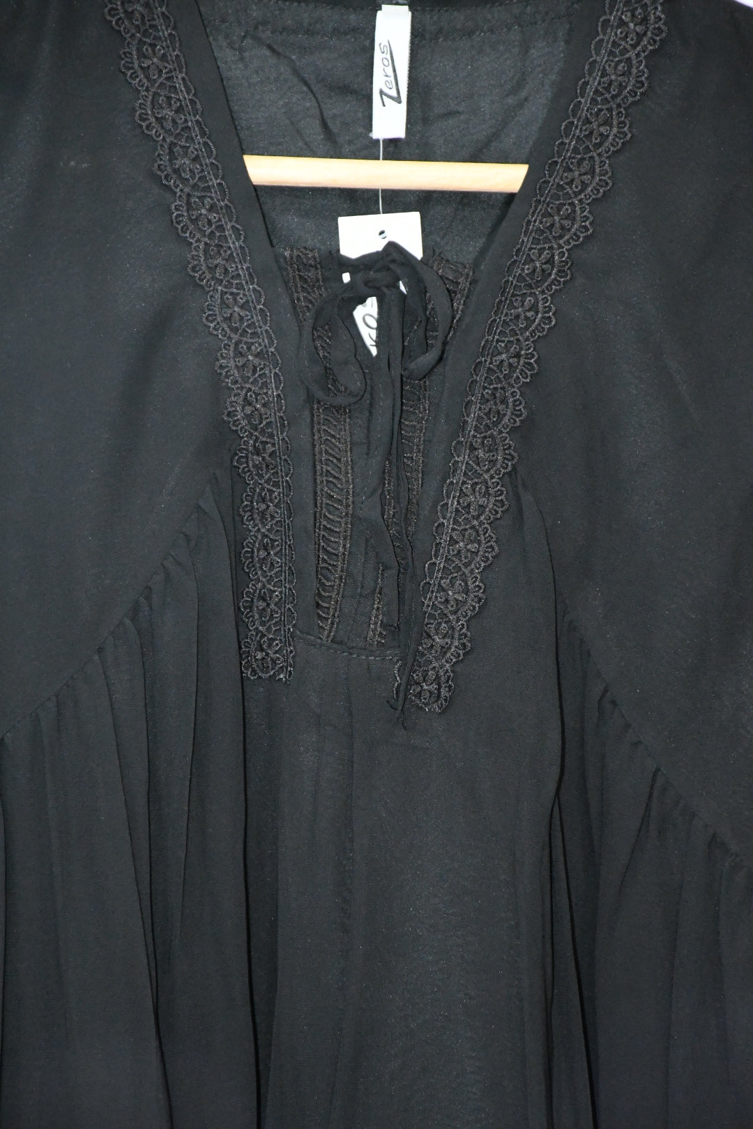 Lace Work Top Jet Black