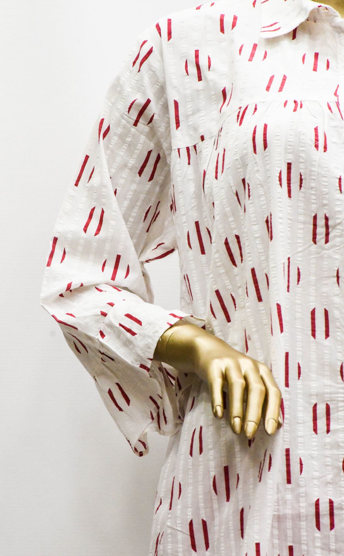 Co-Ord Set Collar Neck-Red & White
