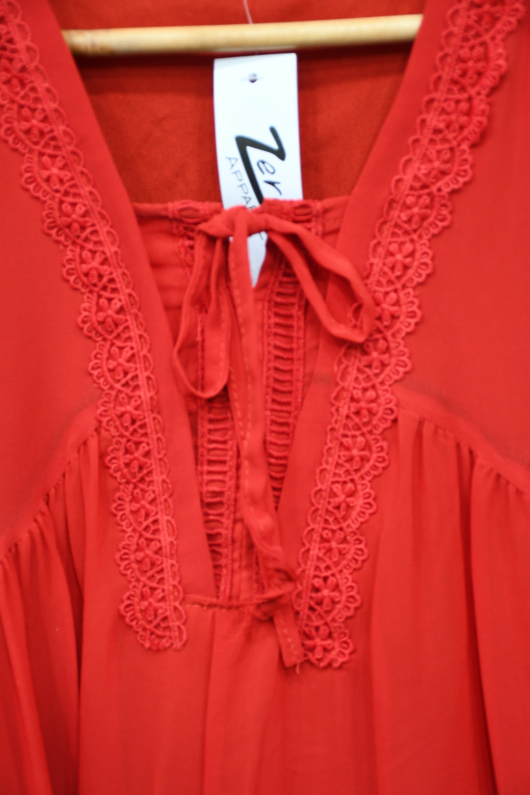 Lace Work Top Crimson Red