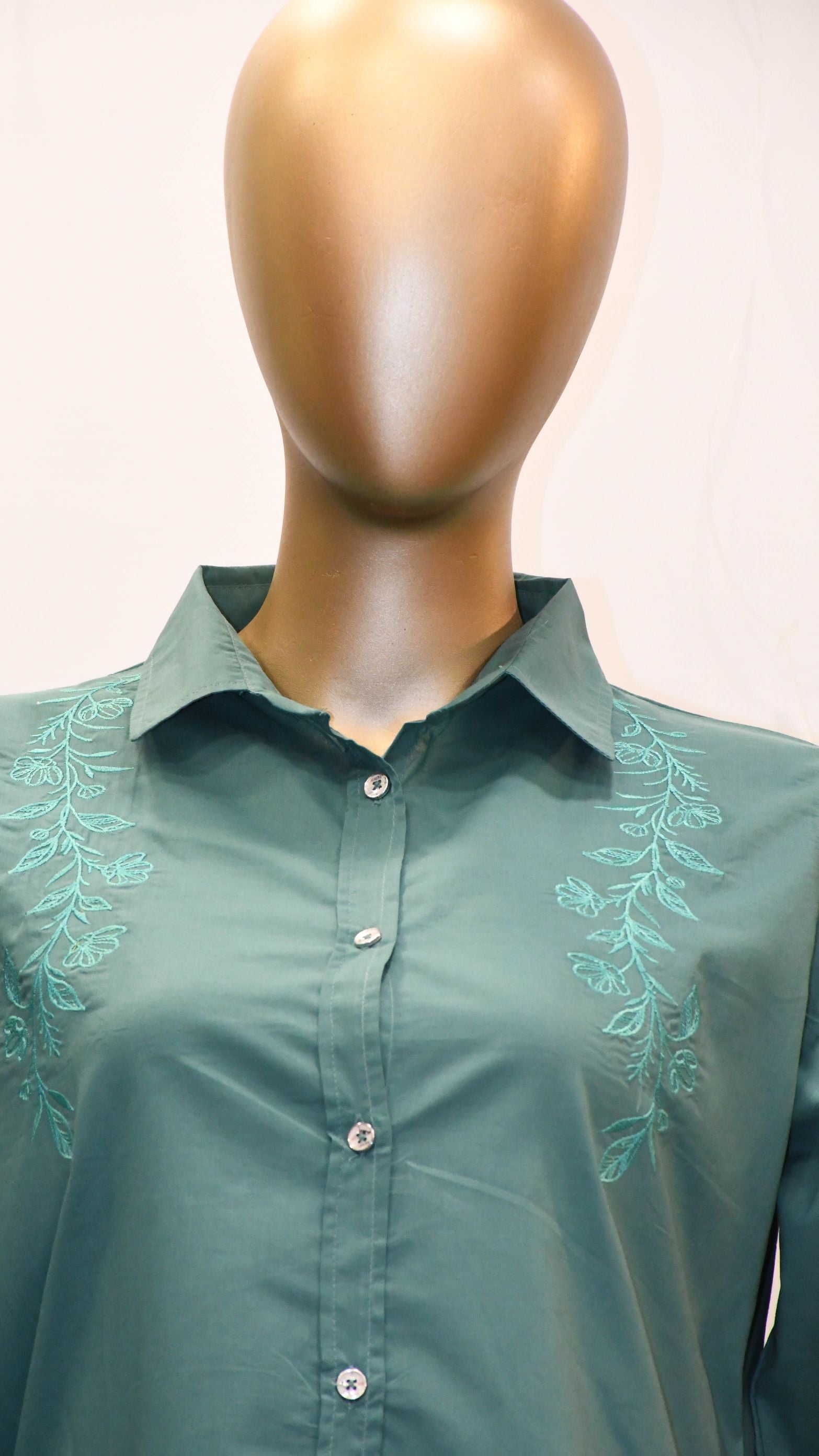 Co-Ord Set Collar Front Open-Turquoise