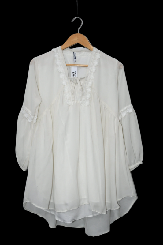 Lace Work Top Ivory Mist