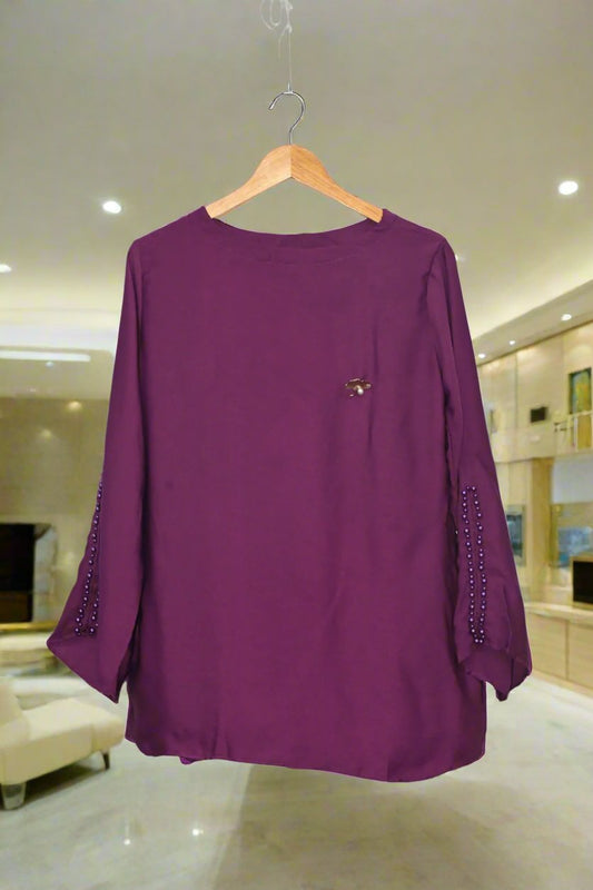 Top Pearl Sleeves-Magenta