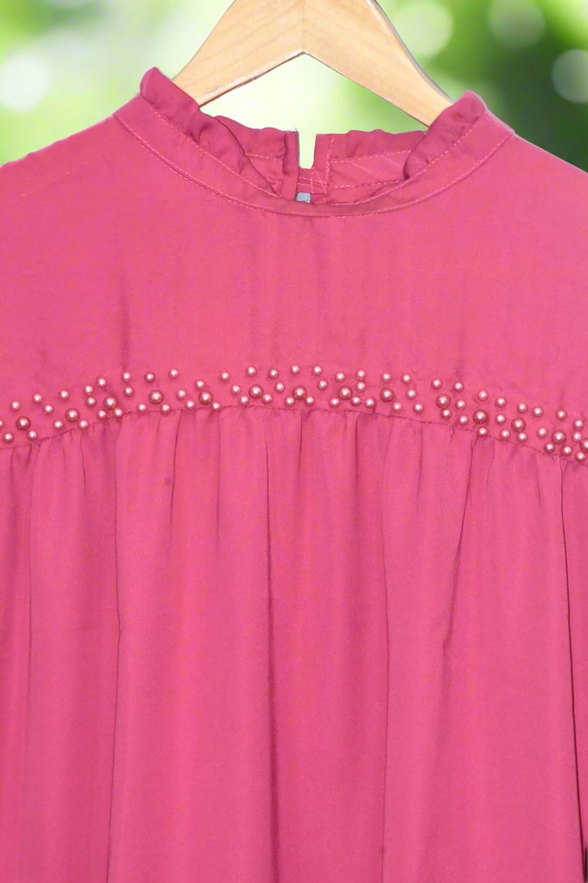 Top Pearl Work-Deep Pink