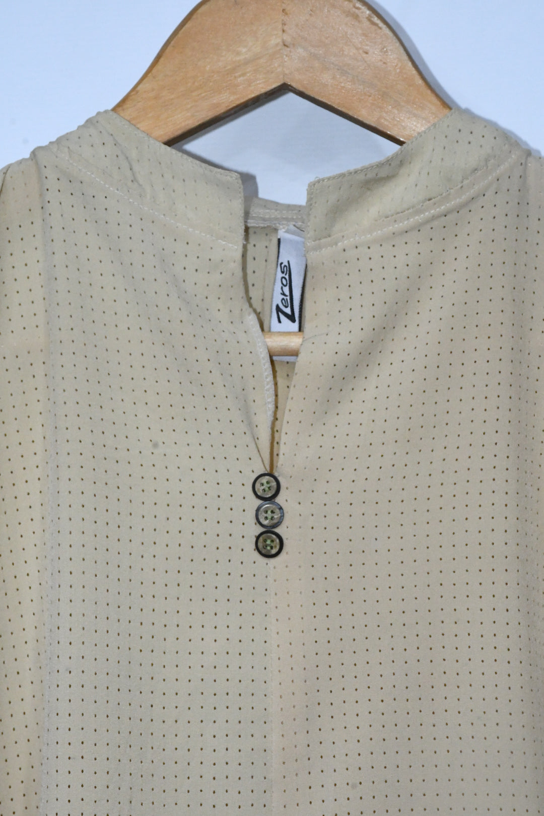 Top Henley Neck-Oyster Cream