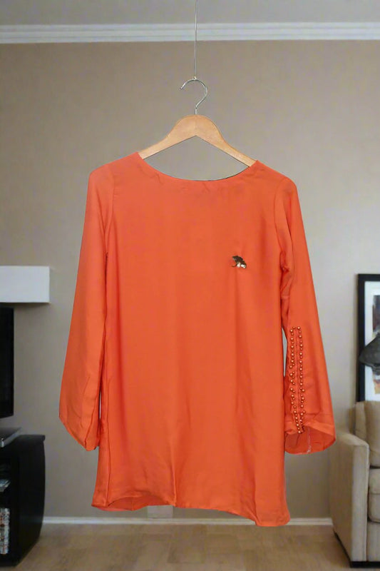 Top Pearl Sleeves-Neon Orange