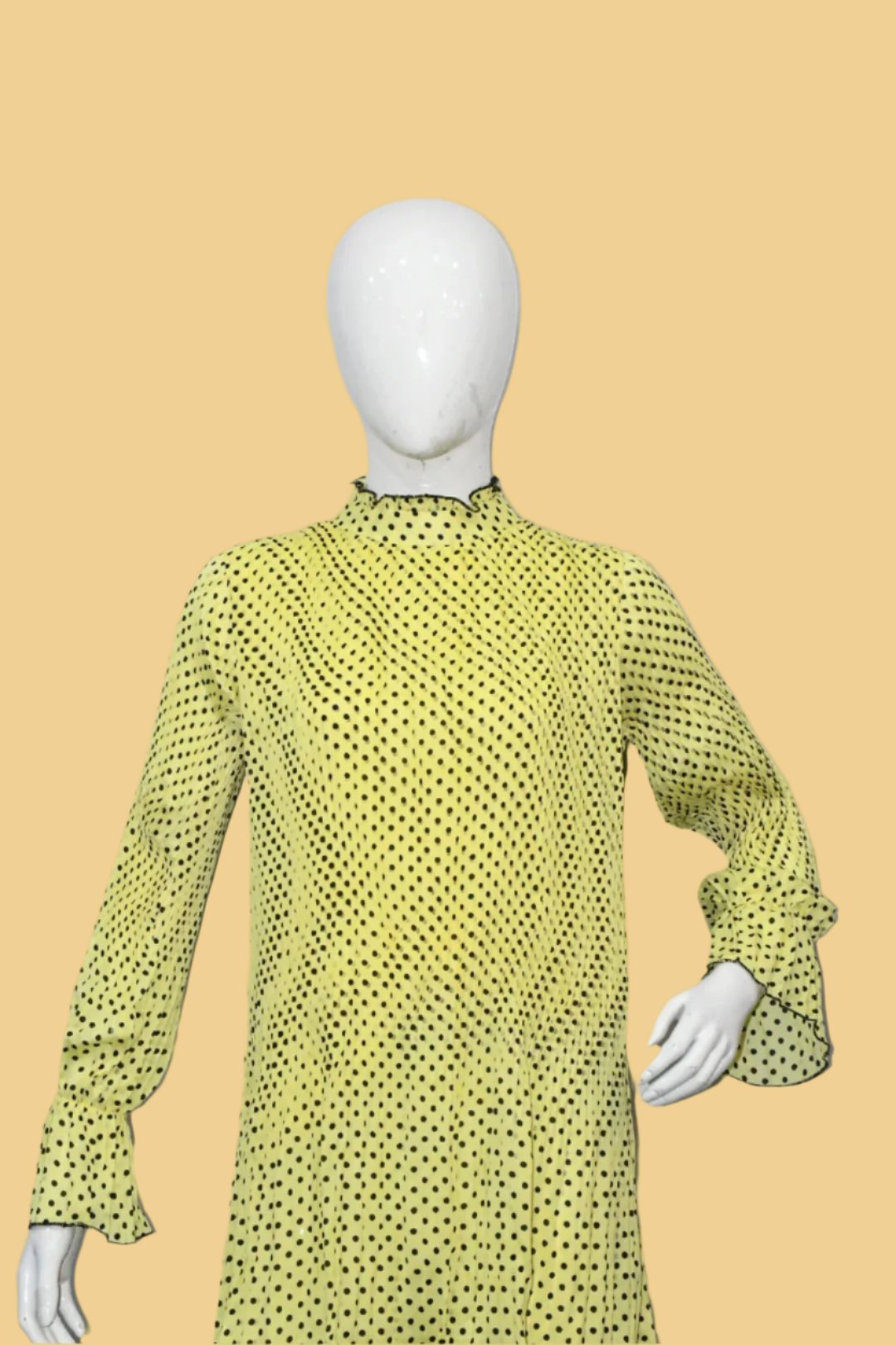 Top Crushed Chiffon-Yellow Polka Dot