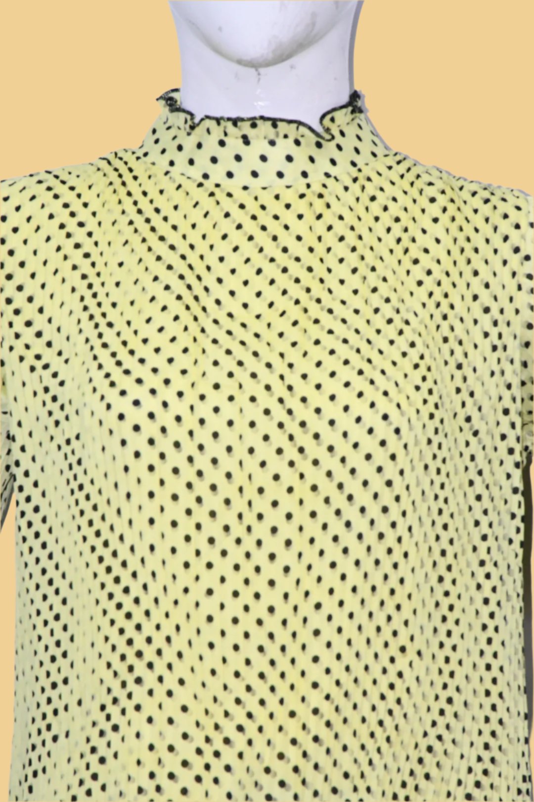 Top Crushed Chiffon-Yellow Polka Dot