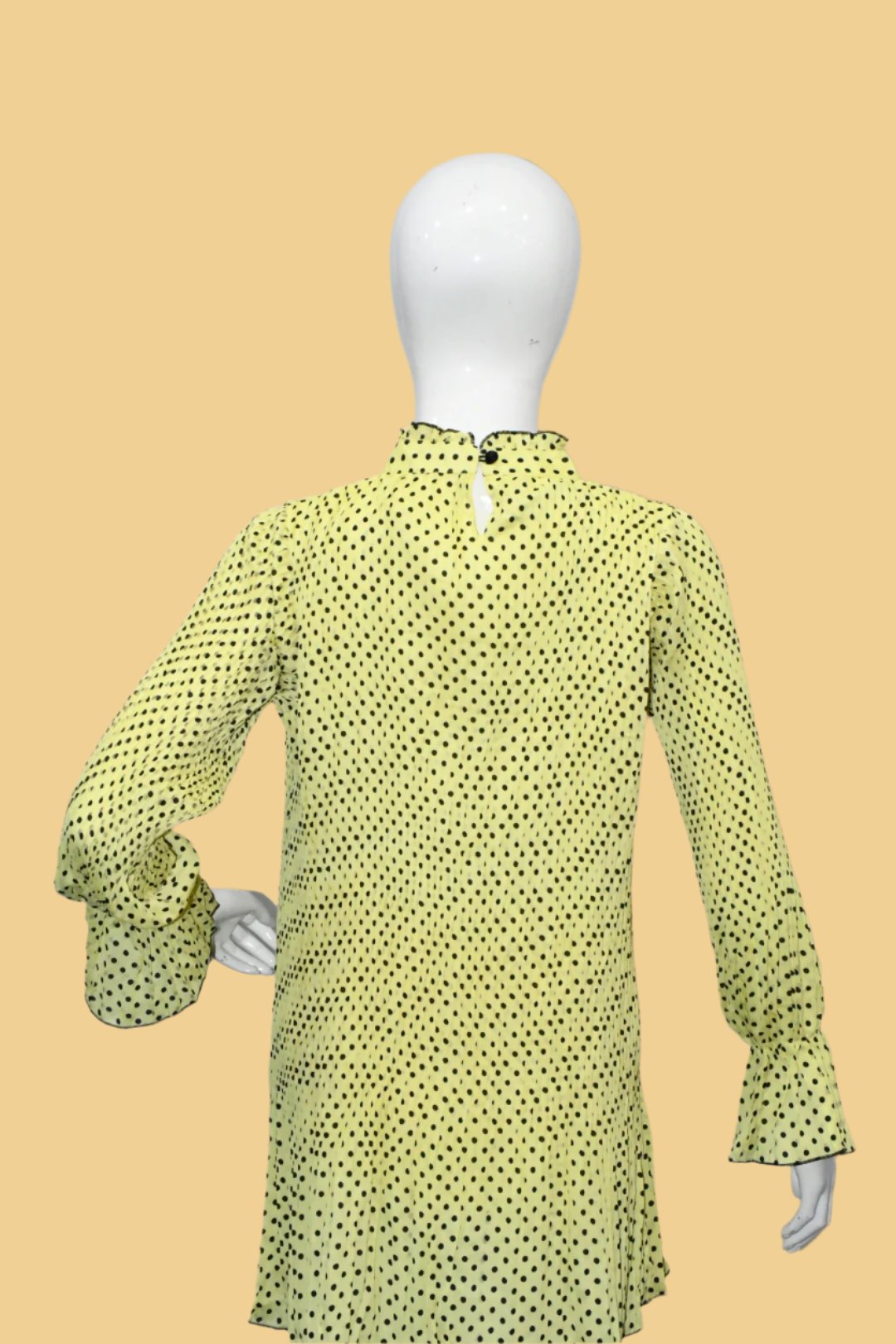 Top Crushed Chiffon-Yellow Polka Dot