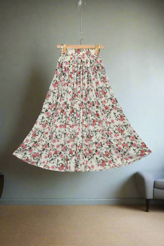 Teen Age Skirt-White Floral