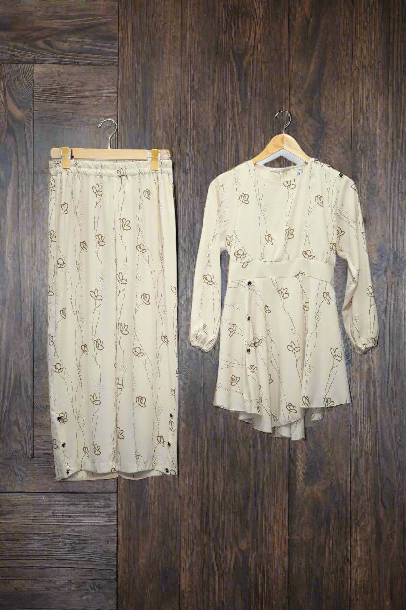 Korean style top and trouser –Ivory tree of life