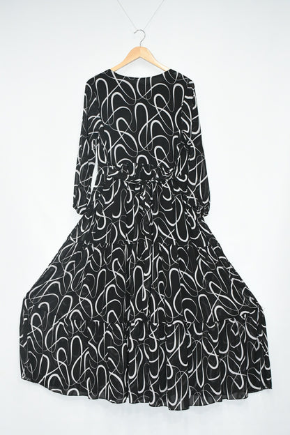 Maxi Regular Midi Dress-Pattern Black
