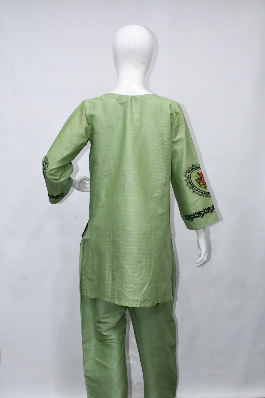Pistachio Green Vintage Embroidered Shirt and Trouser
