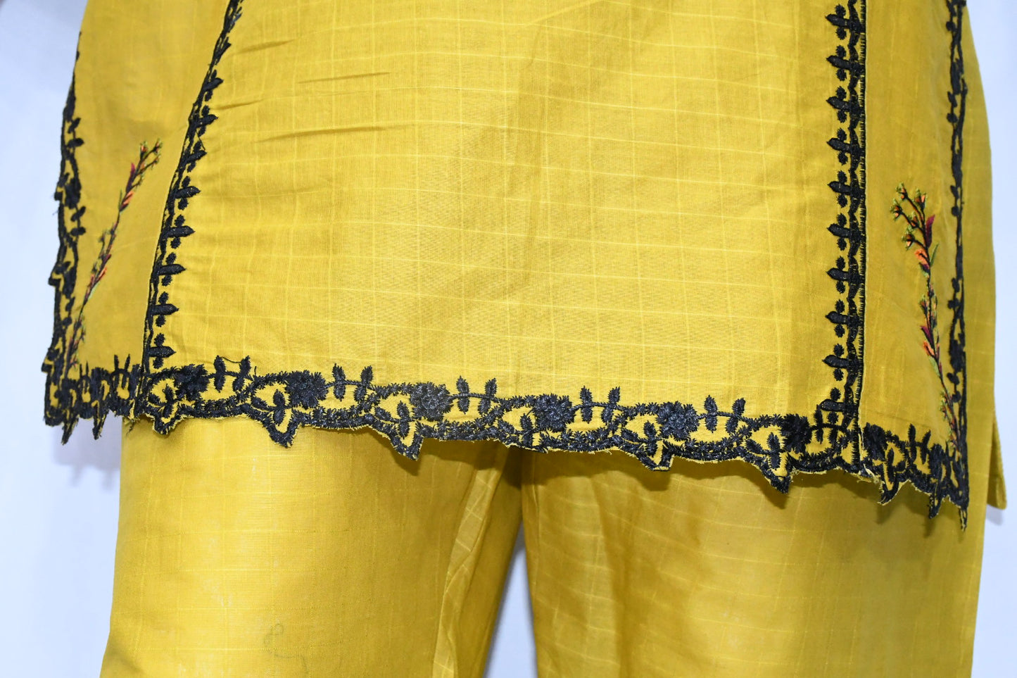 Mustard Vintage Embroidered Shirt and Trouser