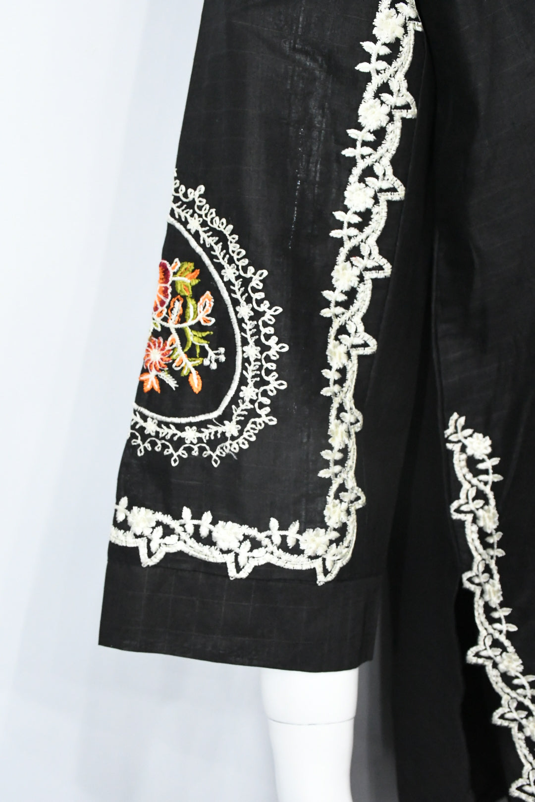 Ebony Black Vintage Embroidered Shirt and Trouser