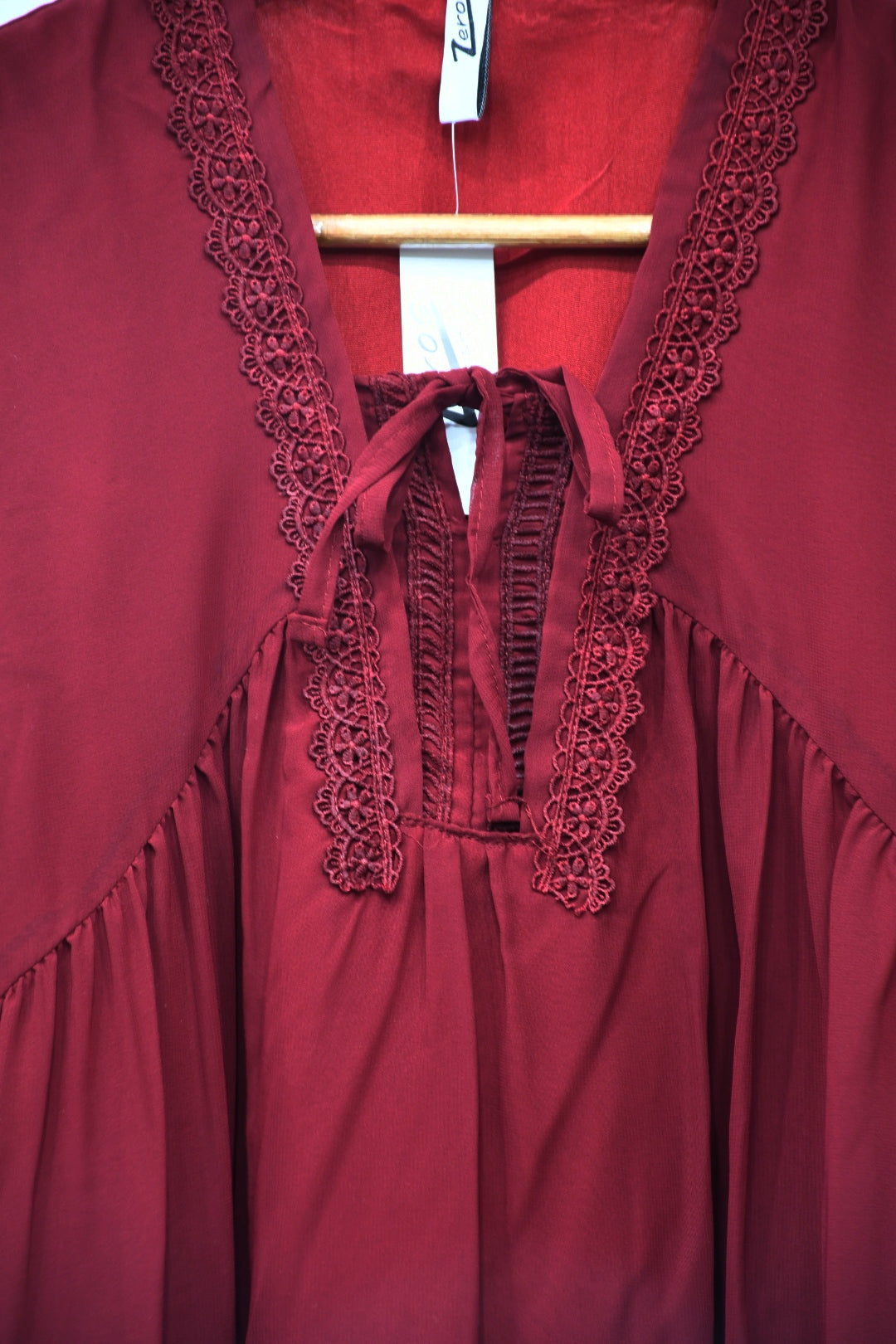 Lace Work Top Royal Maroon