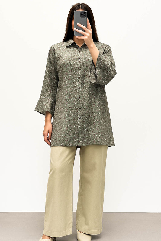 Co-Ord Set Collar Neck-Pistachio Green