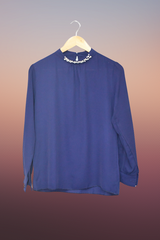 Top Pearls Collar- Midnight Denim