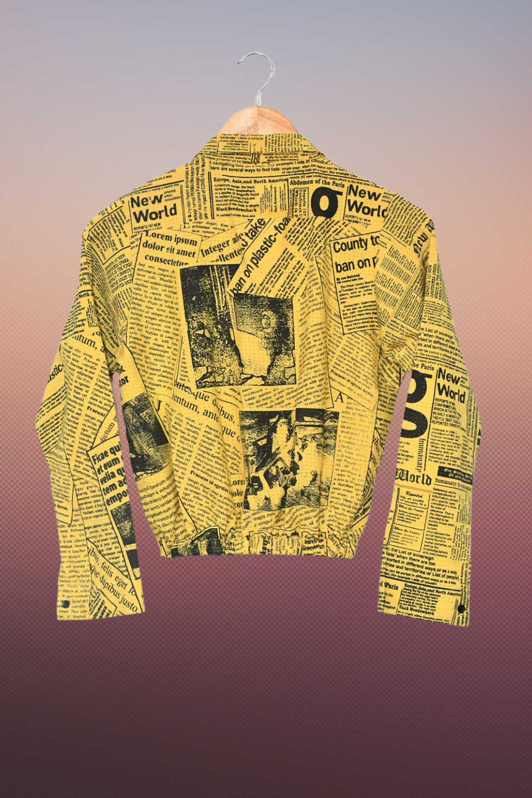 Crop Top Newspaper Print-Mustard Blow