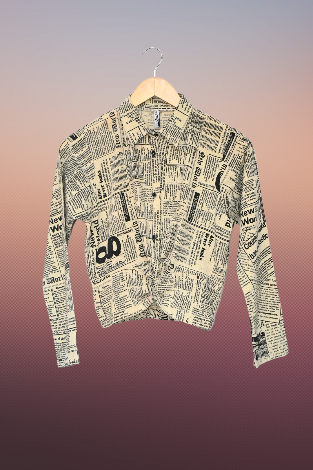 Crop Top Newspaper Print-Vintage Blast