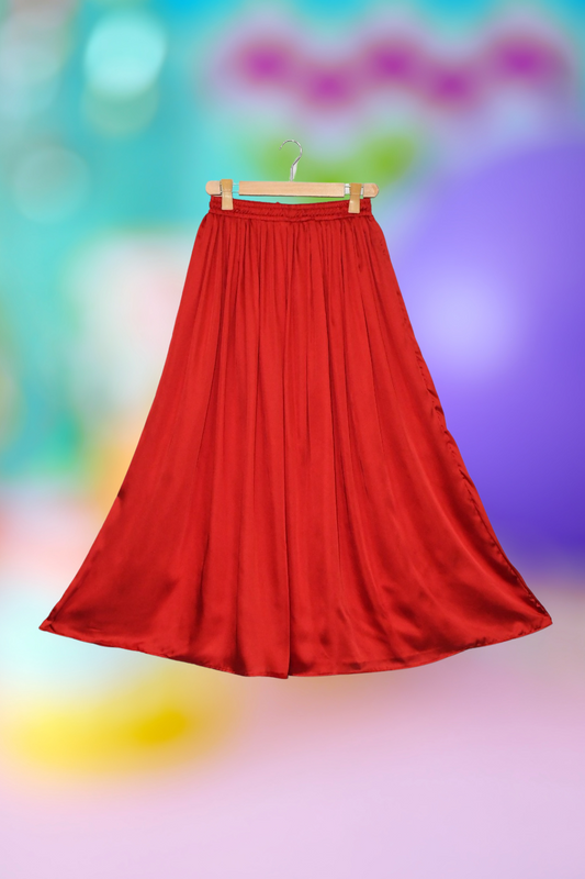 Silk Skirt-Candy Red