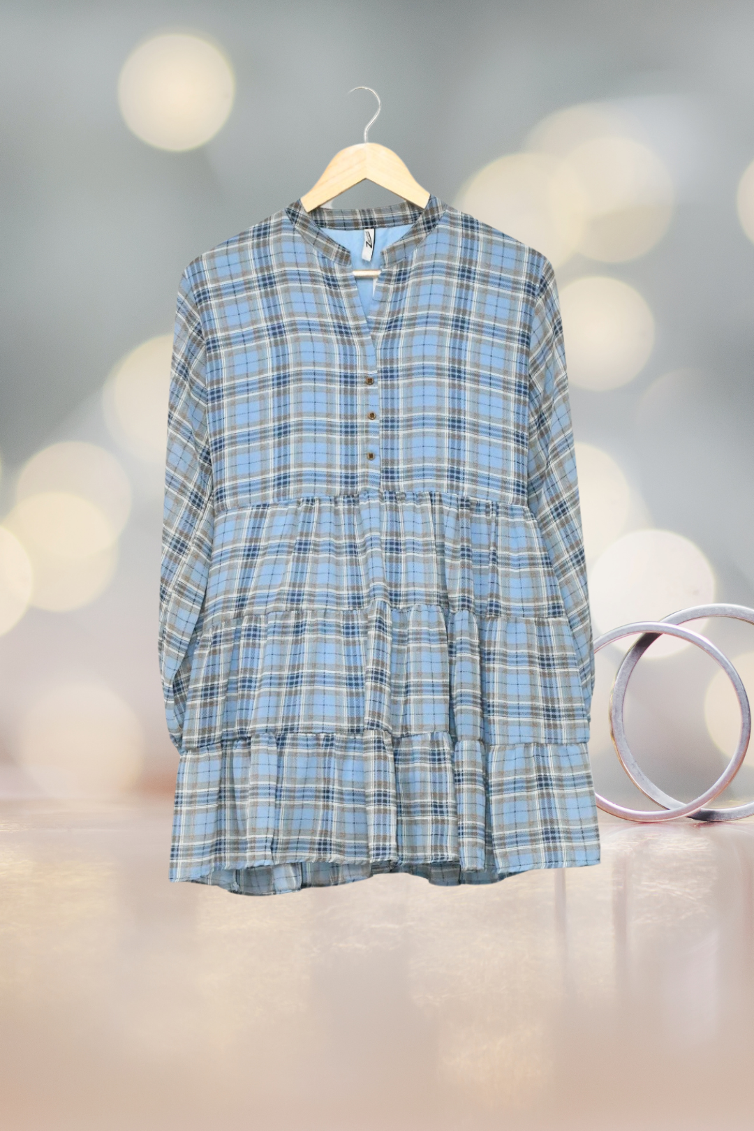 Top Plaid Pattern-Blue Hues