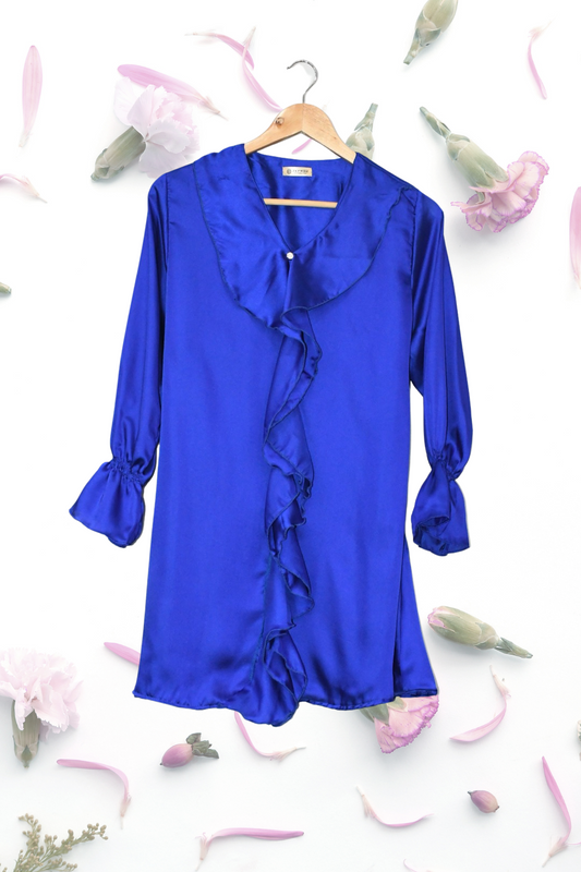 Ruffled Frilled Top- Cobalt Galaxy