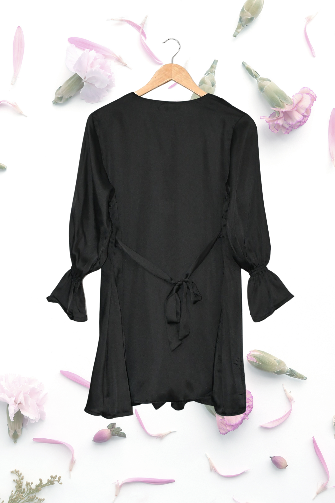 Ruffled Frilled Top-Metallic Black