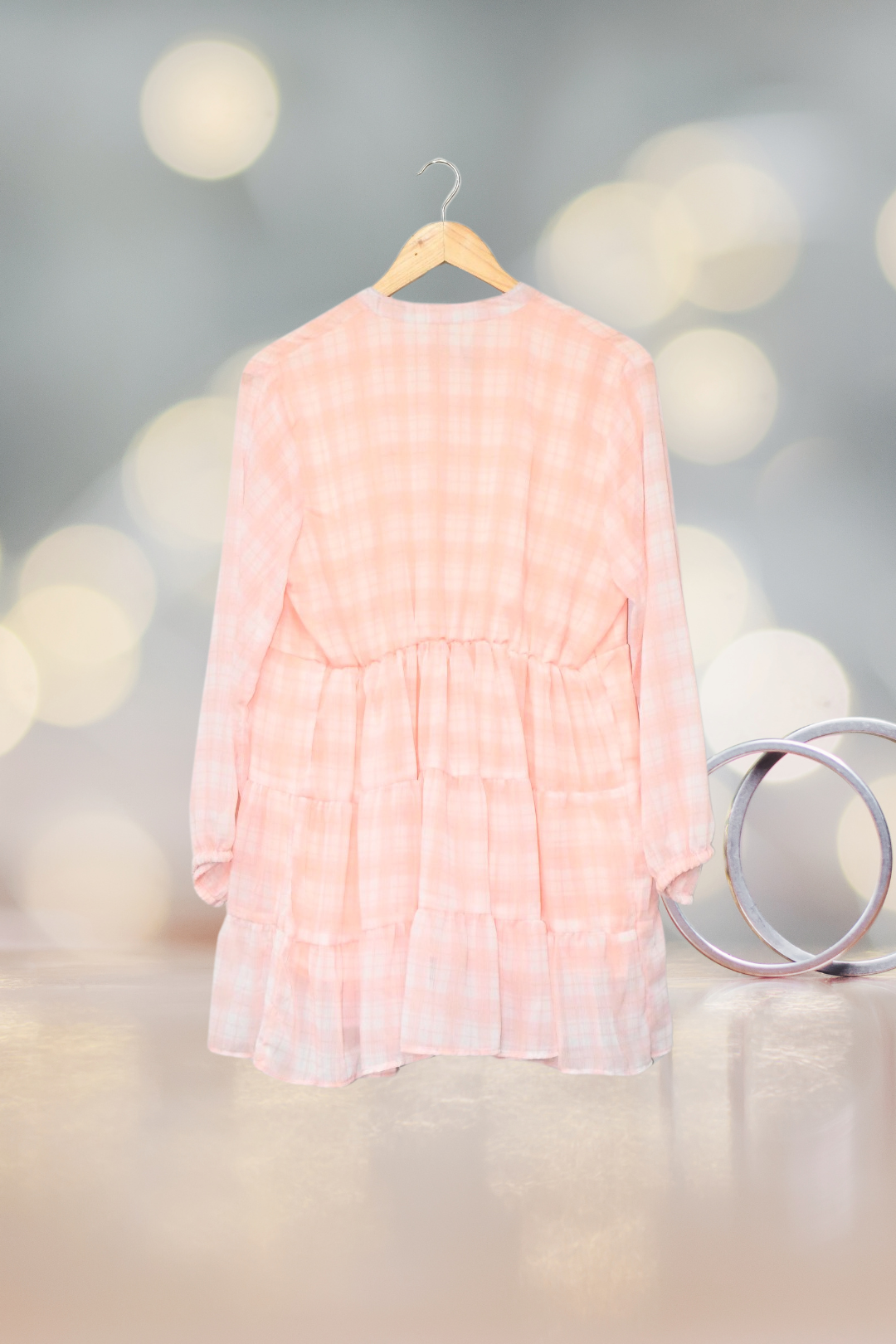 Top Plaid Pattern-Peachy Mist