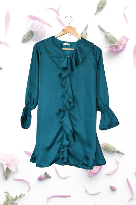 Ruffled Frilled Top-Marine Vibes