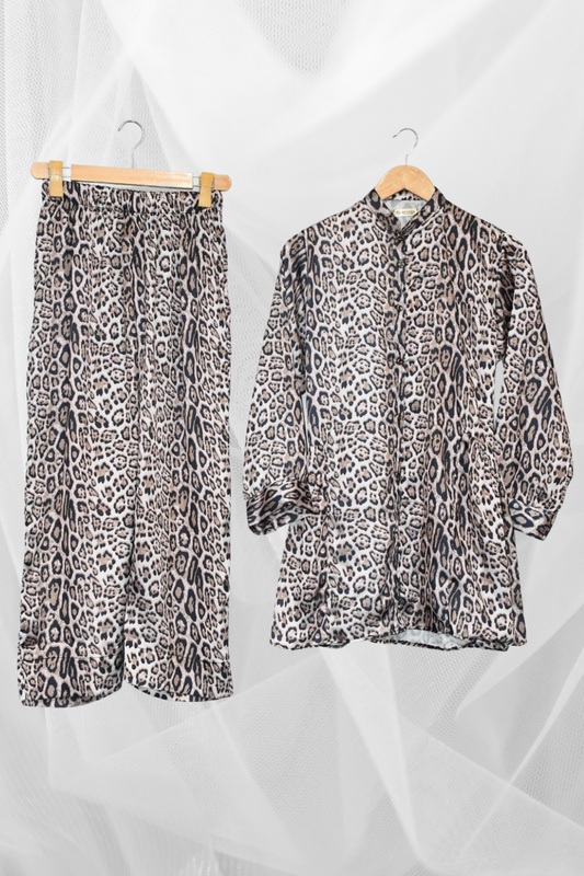 Printed Silk Two Piece-Tiger Print