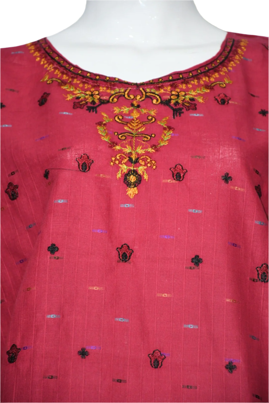 Bindi Cotton Embroidered Maroon Two piece