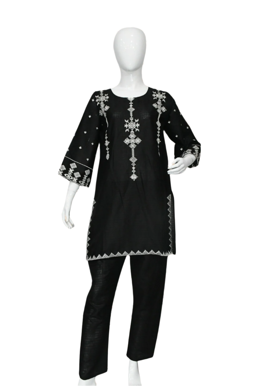 Metallic Black Embroidered Shirt and Trouser