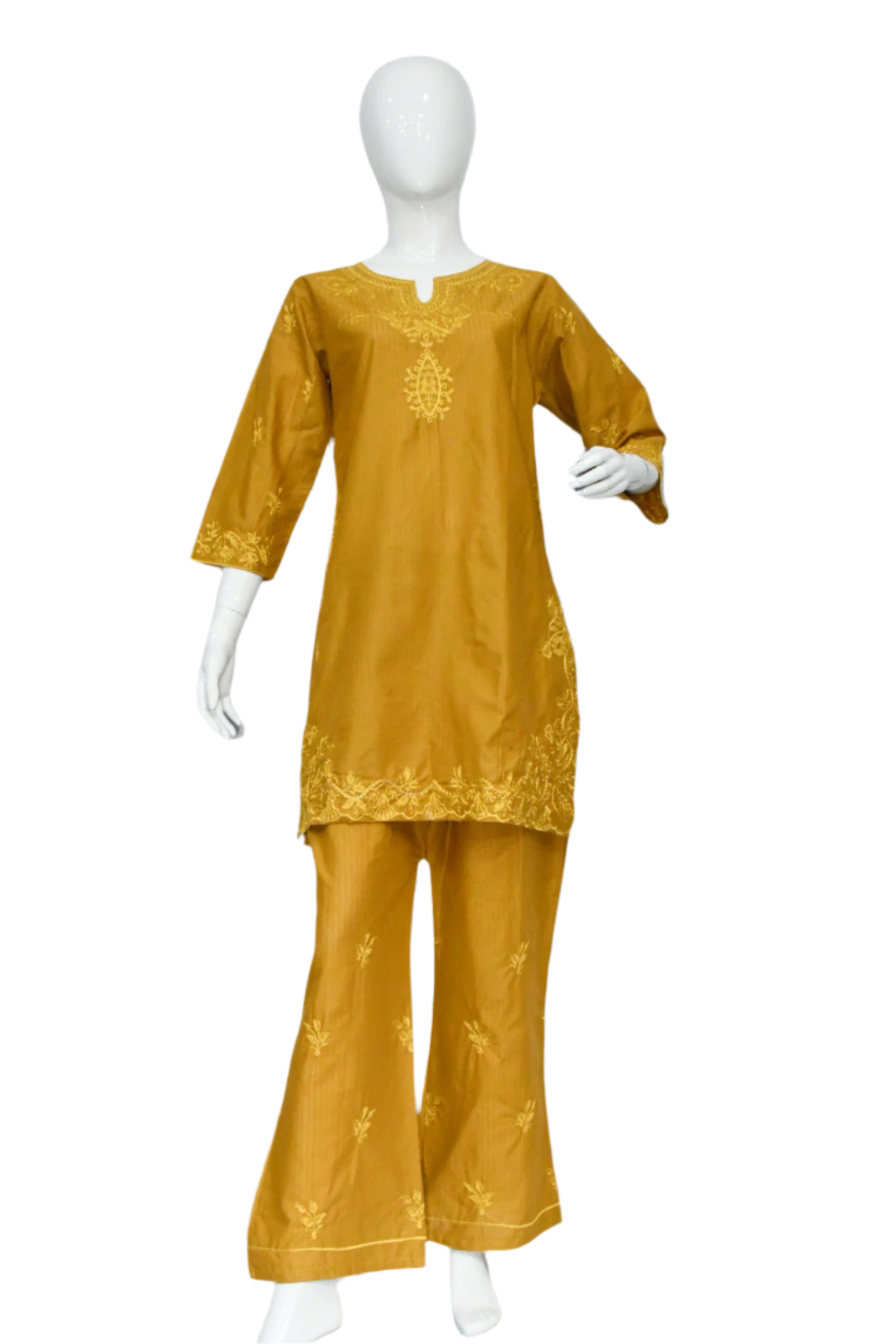 Mustard Yellow Embroidered Shirt and Trouser